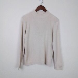 Karen Scott Women's White Long Sleeve High Neck Pullover ‎ Sweater Size XL